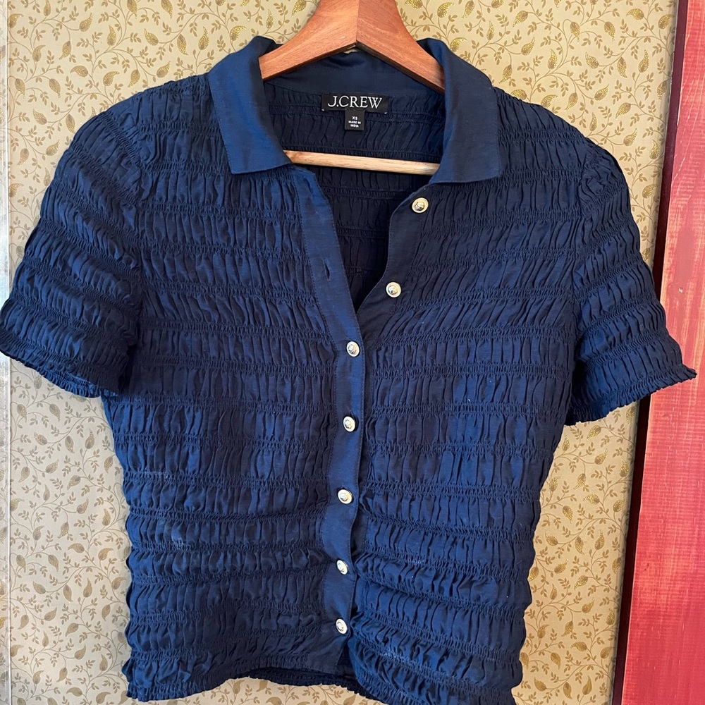 J. Crew Textured Navy Shirt